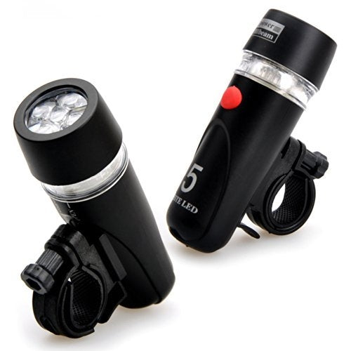 5 LED Water Resistant Bike Bicycle Head Light+ Rear Safety Flashlight - Taillights by buy2fix | Online Shopping UK | buy2fix