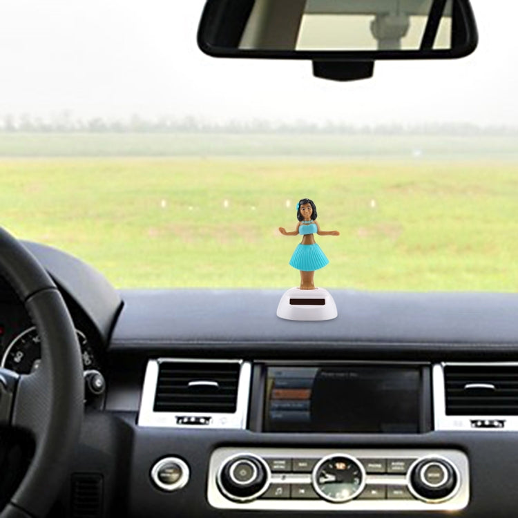 Solar Powered Bobble Head Dancing Toy Car Decoration Ornament Cute Hula Princess(Blue) - Ornaments by buy2fix | Online Shopping UK | buy2fix