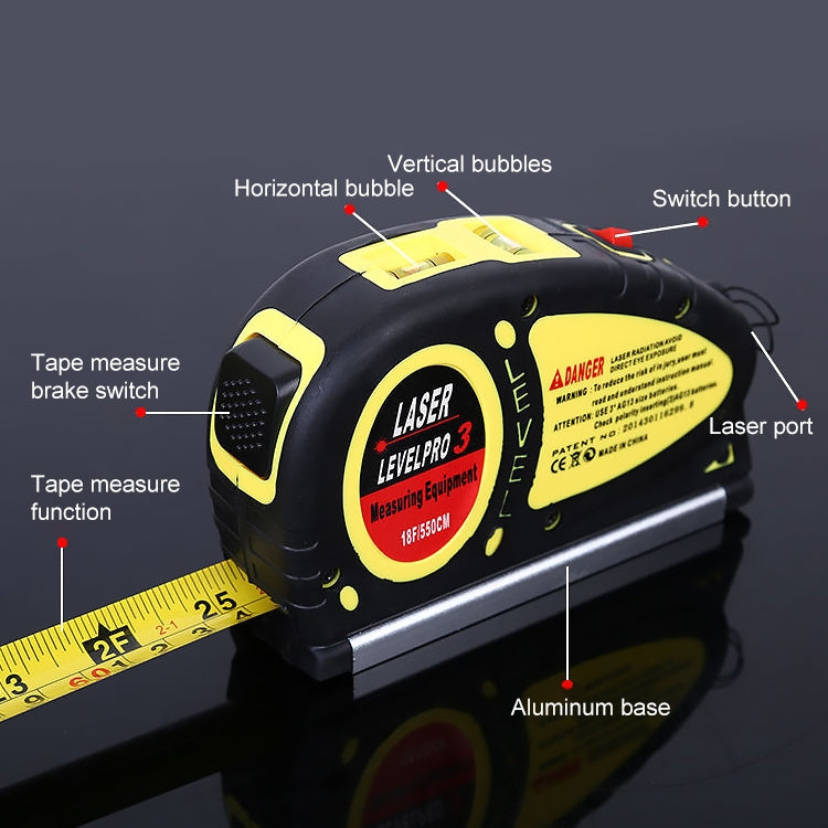 Laser Level with Tape Measure Pro (550cm), LV-05(Yellow) - Consumer Electronics by buy2fix | Online Shopping UK | buy2fix