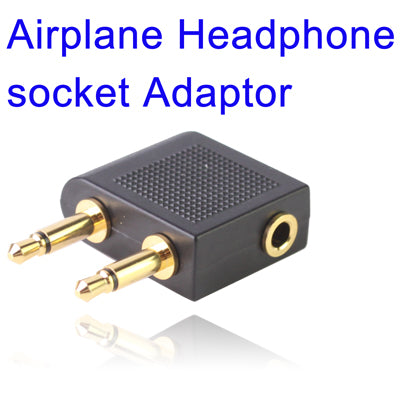 3.5mm Airplane Headphone Socket Adapter(Black) - Splitter Adapter by buy2fix | Online Shopping UK | buy2fix