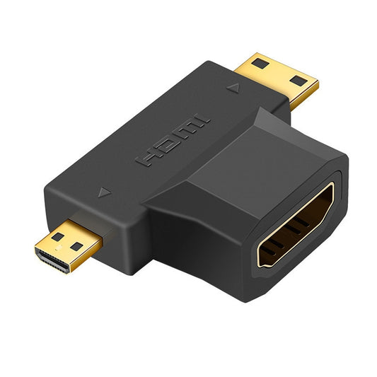 3 in 1 HDMI Female to Mini HDMI Male + Micro HDMI Male Adapter(Black) -  by buy2fix | Online Shopping UK | buy2fix