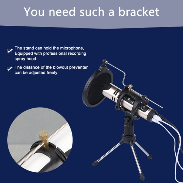 PS-5 Universal Live Broadcast Bracket Tripod Holder with Anti-spray Net & Microphone Clip & Shockproof Clip, For iPhone, Galaxy, Sony, Lenovo, HTC, Huawei, and other Smartphones - Consumer Electronics by buy2fix | Online Shopping UK | buy2fix