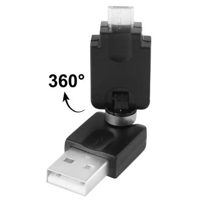 USB 2.0 AM to Micro USB 360 Degree Swivel Adapter for Galaxy S IV / i9500 / S III / i9300 /Note II / N7100 / i9220 / i9100 / i9082 / Nokia / LG / BlackBerry / HTC One X /Amazon Kindle / Sony Xperia etc(Black) - USB Adapter by buy2fix | Online Shopping UK | buy2fix