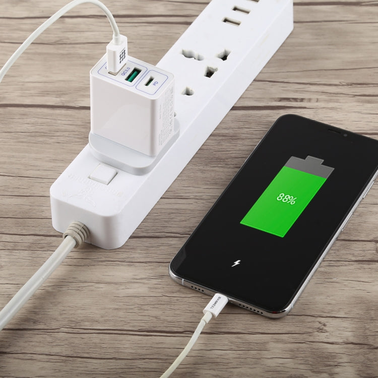 3A Max Output USB-PD + Dual QC3.0 USB Ports Travel Fast Charger, UK Plug - Apple Accessories by buy2fix | Online Shopping UK | buy2fix