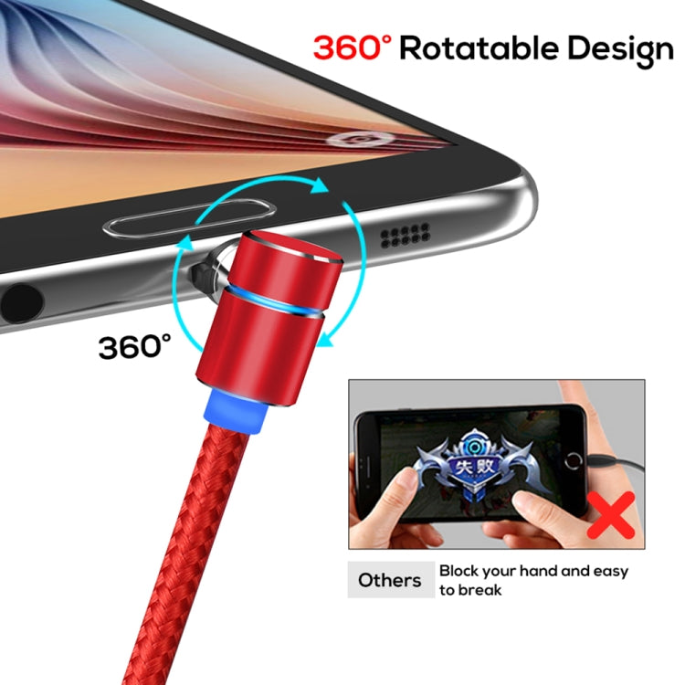 TOPK 2m 2.4A Max USB to Micro USB 90 Degree Elbow Magnetic Charging Cable with LED Indicator(Red) - Mobile Accessories by TOPK | Online Shopping UK | buy2fix