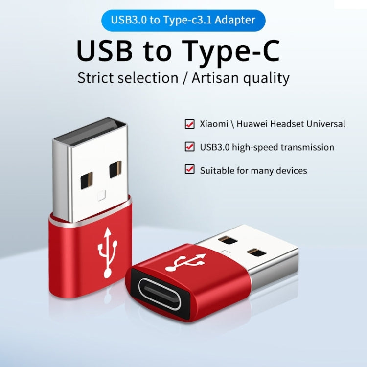 USB-C / Type-C Female to USB 3.0 Male Aluminum Alloy Adapter, Support Charging & Transmission Data(Red) - Type-C Adapter by buy2fix | Online Shopping UK | buy2fix