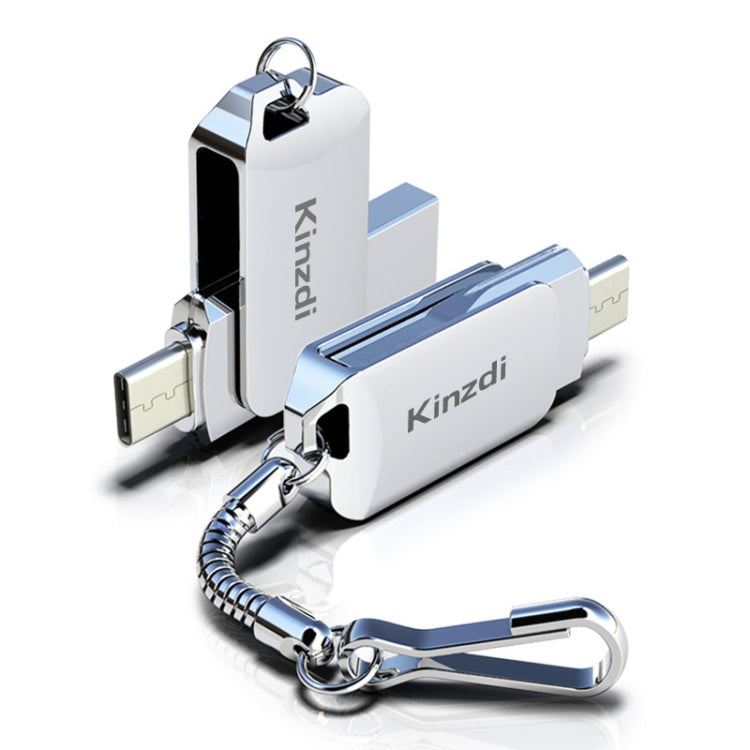 Kinzdi 32GB USB + Type-C Interface Metal Twister Flash Disk V10 (Silver) - USB Flash Drives by Kinzdi | Online Shopping UK | buy2fix
