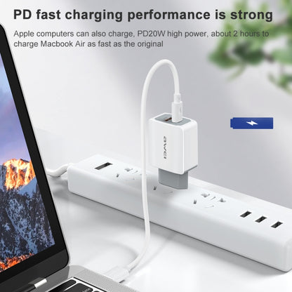 awei PD4 20W PD Type-C + QC 3.0 USB Interface Fast Charging Travel Charger with Data Cable, EU Plug - USB Charger by awei | Online Shopping UK | buy2fix