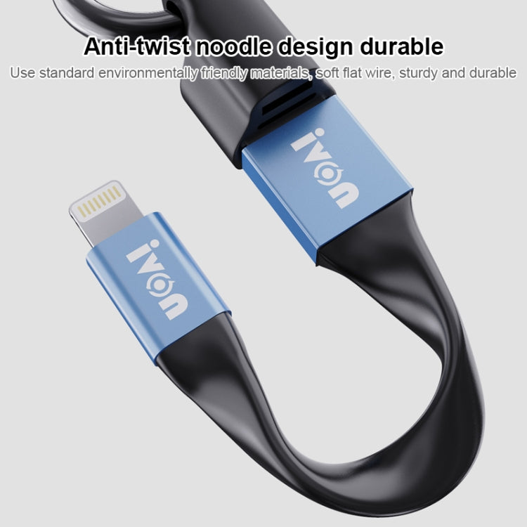 IVON CA90 3.1A Max USB to USB-C / Type-C Portable Data Cable with Ring, Length: 14.5cm (Dark Gray) -  by IVON | Online Shopping UK | buy2fix