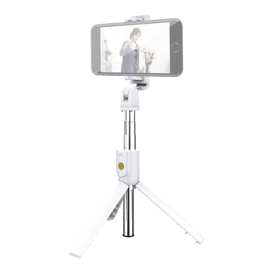 K10 Bluetooth 4.0 Mobile Phone Adjustable Bluetooth Selfie Stick Self-timer Pole Tripod (White) - Consumer Electronics by buy2fix | Online Shopping UK | buy2fix