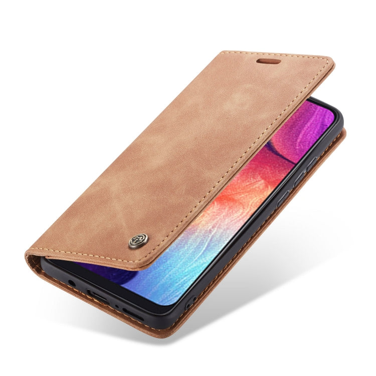 CaseMe-013 Multifunctional Retro Frosted Horizontal Flip Leather Case for Galaxy A30S / A50S / A50, with Card Slot & Holder & Zipper Wallet & Photo Frame(Brown) - Galaxy Phone Cases by CaseMe | Online Shopping UK | buy2fix