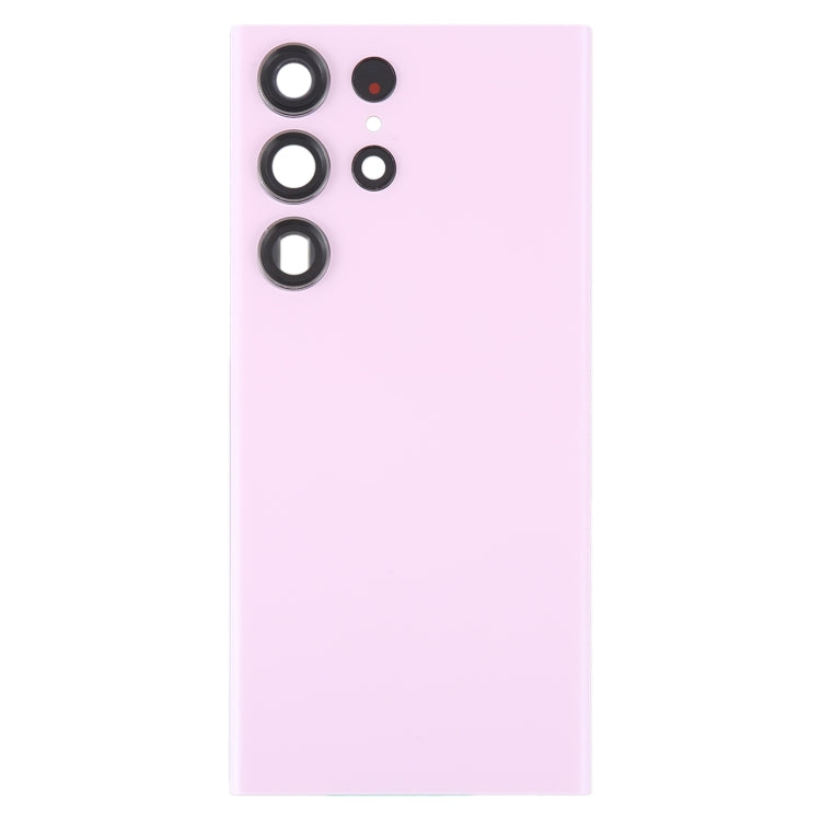 For Samsung Galaxy S23 Ultra SM-S918 Glass Battery Back Cover with Camera Lens Cover(Pink) - Repair & Spare Parts by buy2fix | Online Shopping UK | buy2fix