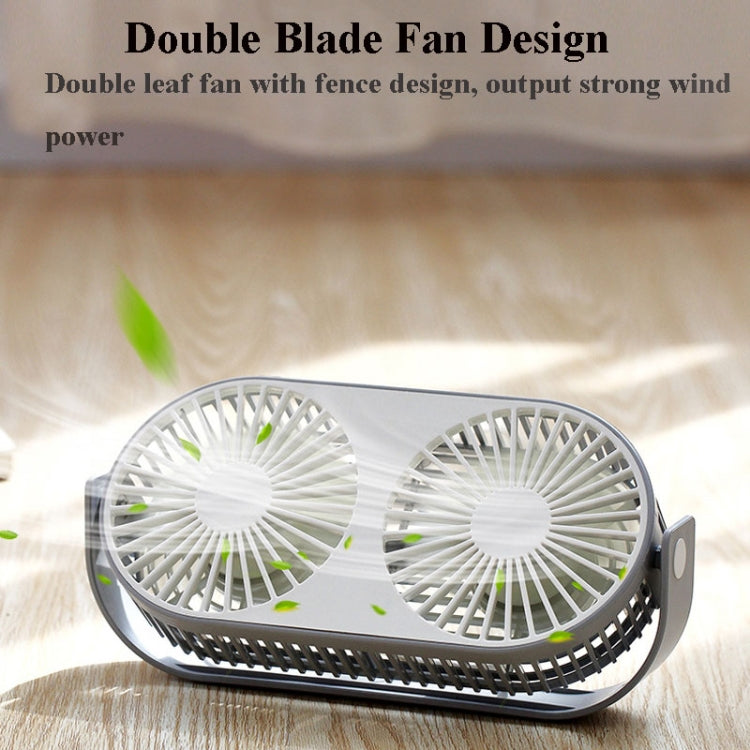 Small Bean Desktop Desktop Double Leaf Usb Mini Fan(Gray) - Consumer Electronics by buy2fix | Online Shopping UK | buy2fix