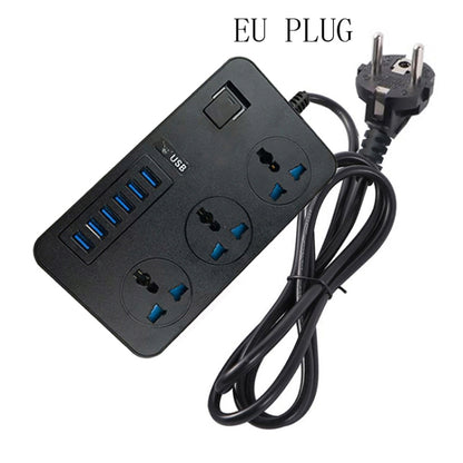 T09 3000W High Power Multi-Function Plug-in 3-Hole International Universal Jack + 6 USB Intelligent Charging EU PLUG - Consumer Electronics by buy2fix | Online Shopping UK | buy2fix