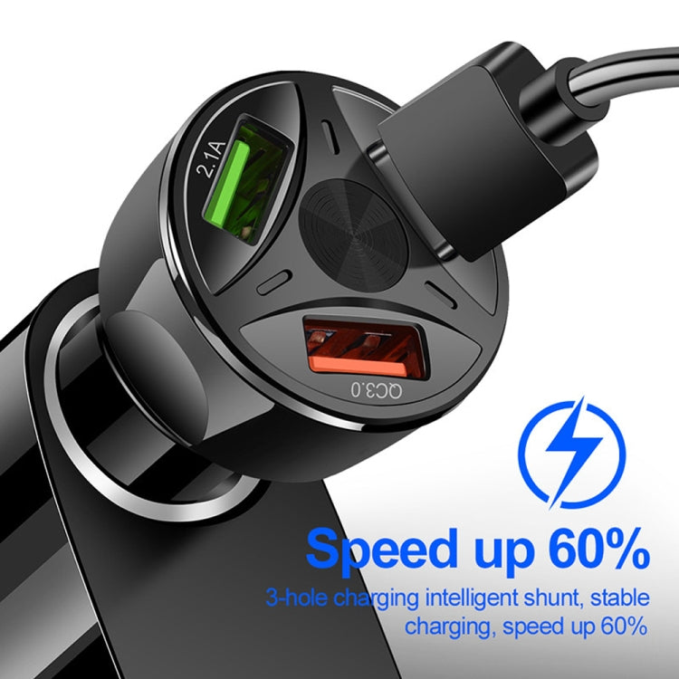 YSY-395KC QC3.0 3 USB 35W High Power Vehicle Charger / Mobile Phone Tablet Universal Vehicle Charger(Black) - In Car by buy2fix | Online Shopping UK | buy2fix