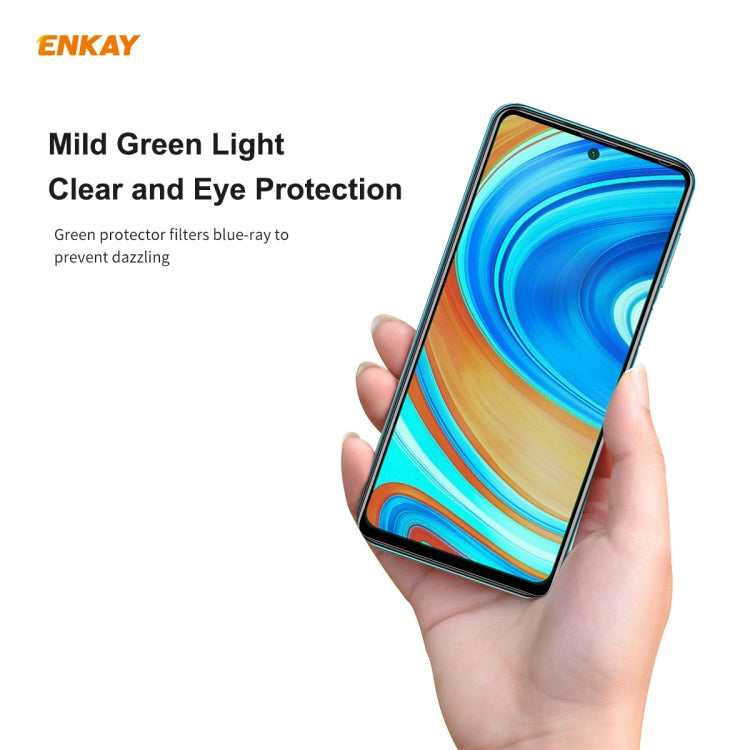 For Xiaomi Redmi Note 9S/Note 9 Pro 2 PCS ENKAY Hat-Prince 0.26mm 9H 6D Curved Full Screen Eye Protection Green Film Tempered Glass Protector -  by ENKAY | Online Shopping UK | buy2fix