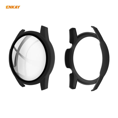 For Huawei Watch GT 2 42mm ENKAY Hat-Prince ENK-AC8201 Full Coverage PC Frosted Case + 9H Tempered Glass Protector(Black) - Watch Cases by ENKAY | Online Shopping UK | buy2fix