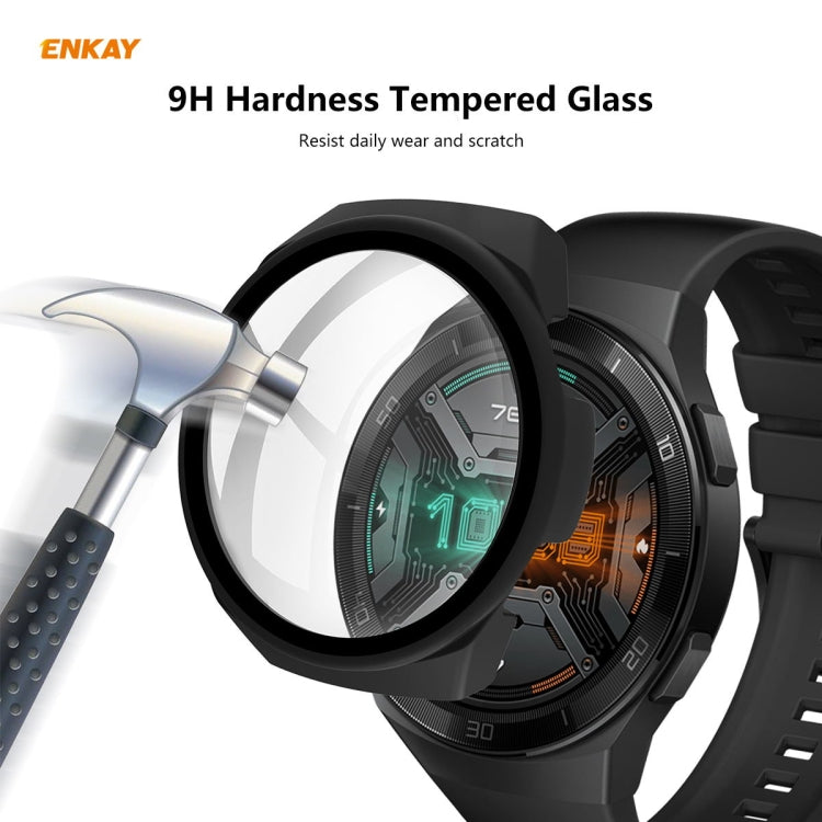 For Huawei Watch GT 2e 46mm ENKAY Hat-Prince ENK-AC8203 Full Coverage PC Frosted Case + 9H Tempered Glass Film(Transparent) - Watch Cases by ENKAY | Online Shopping UK | buy2fix