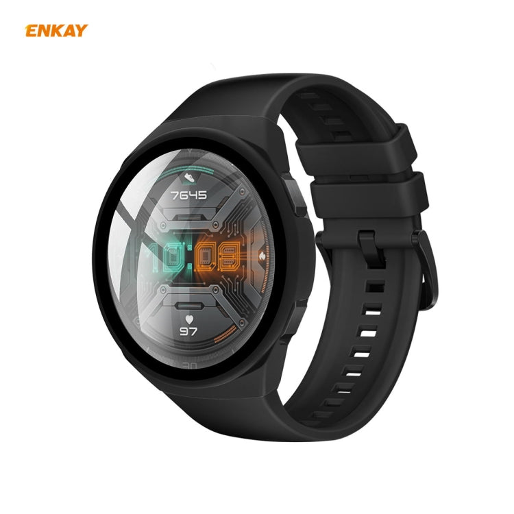 For Huawei Watch GT 2e 46mm ENKAY Hat-Prince ENK-AC8203 Full Coverage PC Frosted Case + 9H Tempered Glass Film(Transparent) - Watch Cases by ENKAY | Online Shopping UK | buy2fix