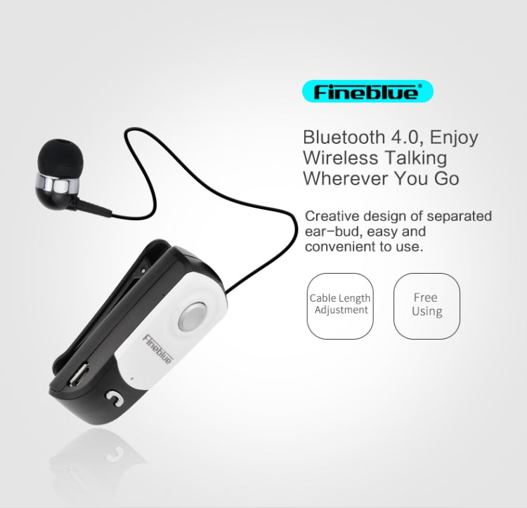 Fineblue F960 CSR4.1 Retractable Cable Caller Vibration Reminder Anti-theft Bluetooth Headset - Bluetooth Earphone by Fineblue | Online Shopping UK | buy2fix