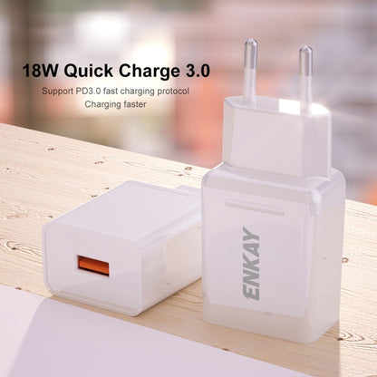 ENKAY Hat-Prince T033 18W 3A QC3.0 Fast Charging Power Adapter EU Plug Portable Travel Charger With 3A 1m Micro USB Cable - USB Charger by ENKAY | Online Shopping UK | buy2fix