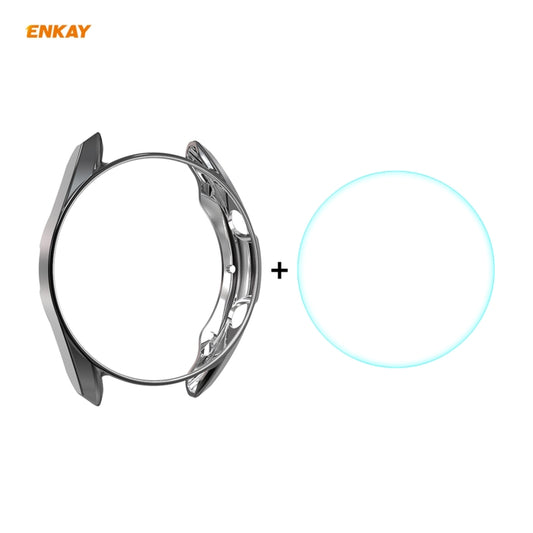 For Samsung Galaxy Watch 3 41mm 2 in 1 ENKAY Hat-Prince Electroplate Soft TPU Case + 0.2mm 9H 2.15D Curved Edge Tempered Glass Film(Black) - Watch Cases by ENKAY | Online Shopping UK | buy2fix