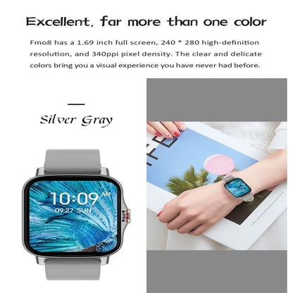 FM08 1.69 inch Color Screen Smart Watch IP67 Waterproof,Support Heart Rate Monitoring/Blood Pressure Monitoring/Blood Oxygen Monitoring/Sleep Monitoring(Gray) - Smart Wear by buy2fix | Online Shopping UK | buy2fix