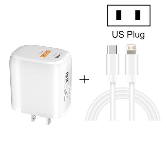 CS-20W Mini Portable PD3.0 + QC3.0 Dual Ports Fast Charger with 3A Type-C to 8 Pin Data Cable(US Plug) - Apple Accessories by buy2fix | Online Shopping UK | buy2fix