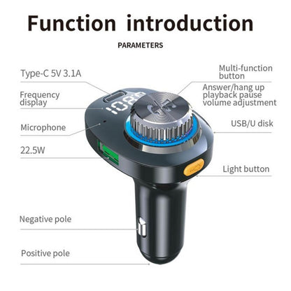 C18 Car Audio Receiver 3.1A Quick Charge USB Device BT 5.0 Color LED Backlight FM Transmitter - In Car by buy2fix | Online Shopping UK | buy2fix