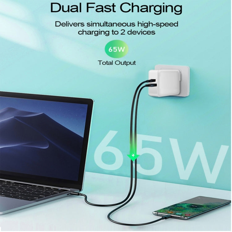 A6 65W QC 3.0 USB + PD Type-C Dual Fast Charging Laptop Adapter for MacBook Series, US Plug + EU Plug + AU Plug + UK Plug - Cable & Adapter by buy2fix | Online Shopping UK | buy2fix