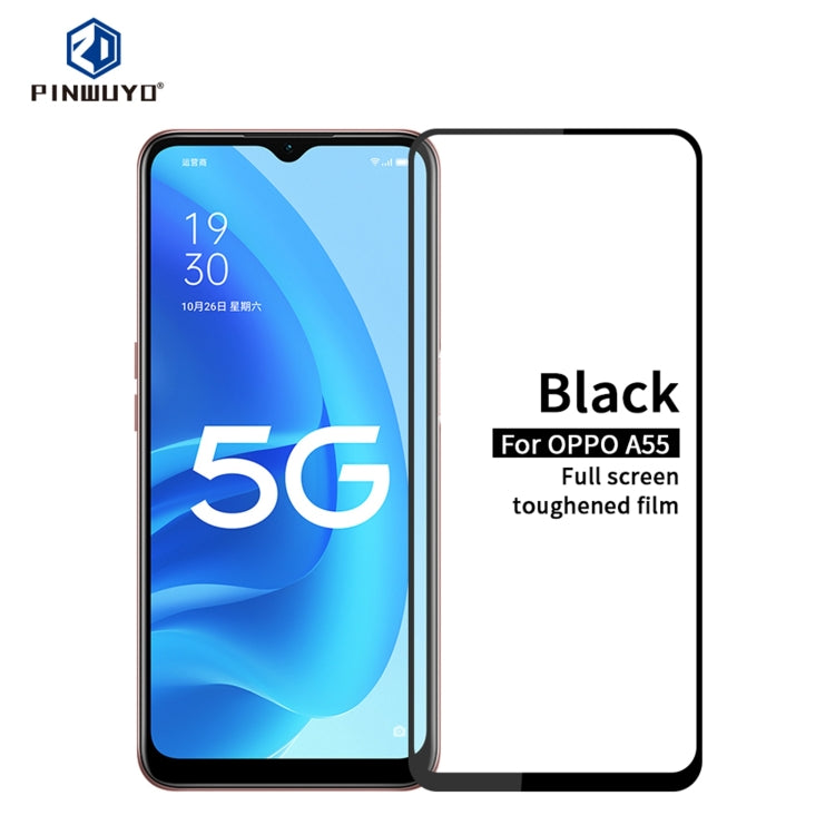 For OPPO A55 4G PINWUYO 9H 2.5D Full Screen Tempered Glass Film(Black) - OPPO Tempered Glass by PINWUYO | Online Shopping UK | buy2fix