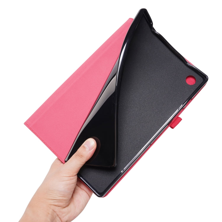 For Samsung Galaxy Tab A8 10.5 2021 Horizontal Flip Fabric PU Leather Tablet Case with Card Slots & Holder(Rose Red) - Samsung Accessories by buy2fix | Online Shopping UK | buy2fix