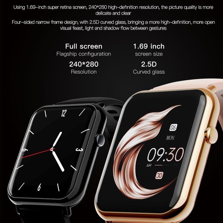 Q19 Pro IP67 Waterproof 1.69 inch Smartwatch(Gold+Burgundy) - Smart Wear by buy2fix | Online Shopping UK | buy2fix
