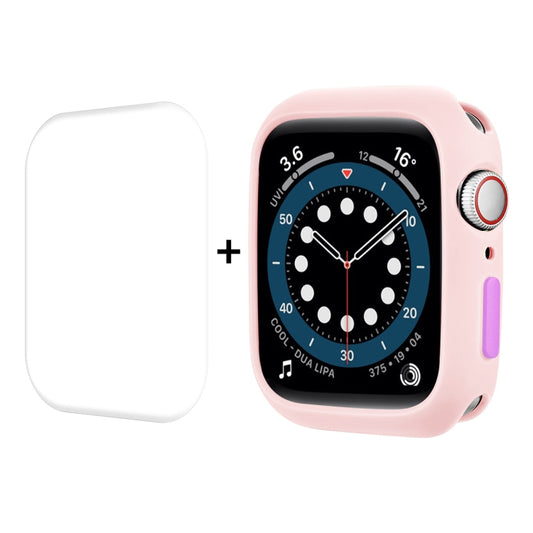 ENKAY  TPU Case  + Full Coverage PET Screen Protector For Apple Watch Series 8 / 7 45mm(Pink) - Watch Cases by ENKAY | Online Shopping UK | buy2fix