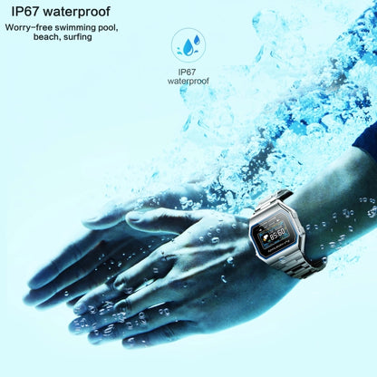 KW18  IP67 0.96 inch Steel Watchband Color Screen Smart Watch(Black) - Smart Wear by buy2fix | Online Shopping UK | buy2fix