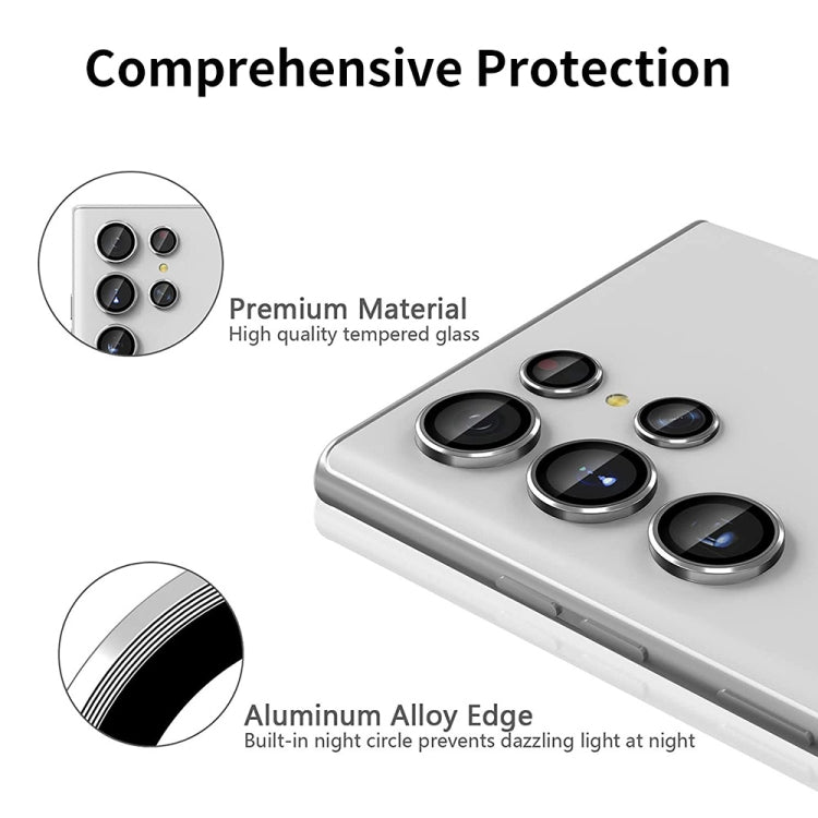 For Samsung Galaxy S22 Ultra 5G ENKAY Aluminium Alloy + Tempered Glass Camera Lens Cover(Silver) - Galaxy S22 Ultra 5G Tempered Glass by ENKAY | Online Shopping UK | buy2fix