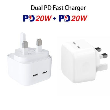 SDC-40W Dual PD USB-C / Type-C Ports Charger with 1m Type-C to 8 Pin Data Cable, UK Plug - USB Charger by buy2fix | Online Shopping UK | buy2fix