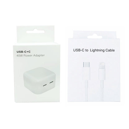 SDC-40W Dual PD USB-C / Type-C Ports Charger with 1.5m Type-C to 8 Pin Data Cable, UK Plug - Apple Accessories by buy2fix | Online Shopping UK | buy2fix