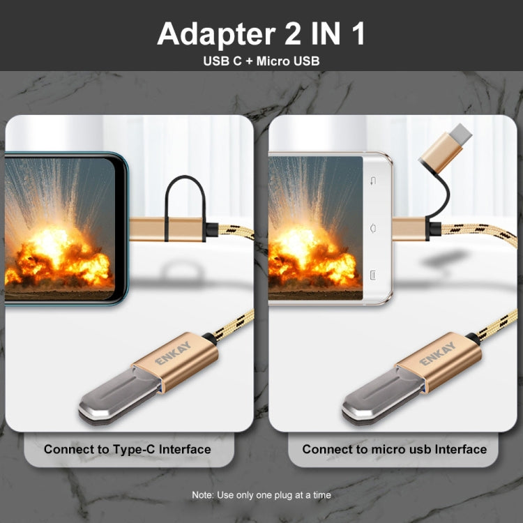 ENKAY ENK-AT113 2 in 1 Type-C / Micro USB to USB 3.0 Nylon Braided OTG Adapter Cable(Silver) -  by ENKAY | Online Shopping UK | buy2fix