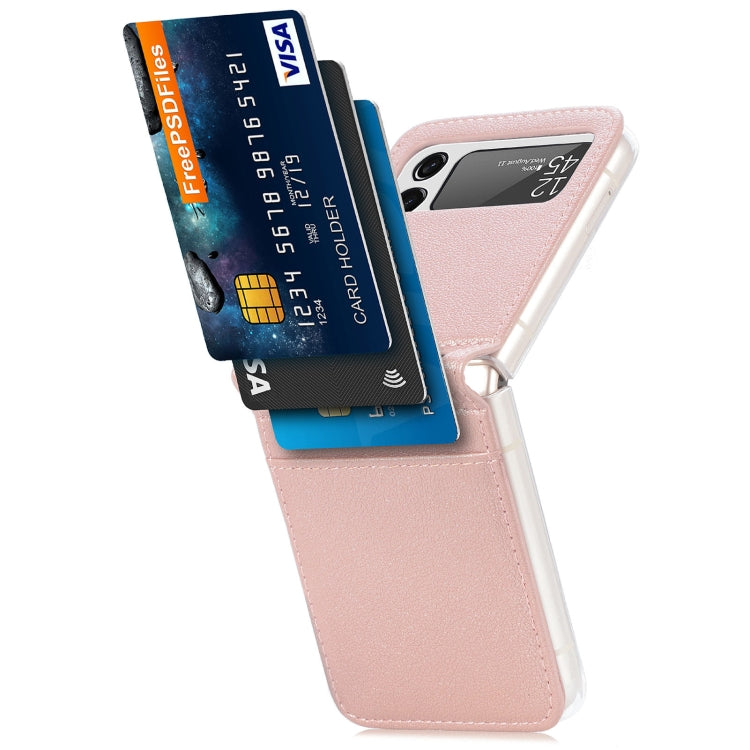 For Samsung Galaxy Z Flip 4 5G Folding Litchi Texture Card Wallet Phone Case(Pink) - Samsung Accessories by buy2fix | Online Shopping UK | buy2fix