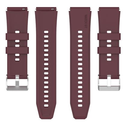 Protruding Head Silicone Strap Silver Buckle For Samsung Galaxy Watch 42mm 20mm(Wine Red) - Smart Wear by buy2fix | Online Shopping UK | buy2fix