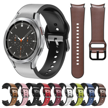 For Samsung Galaxy Watch 4 Classic 46mm Silicone Adhesive Leather Watch Band(Dark Brown) - Watch Bands by buy2fix | Online Shopping UK | buy2fix