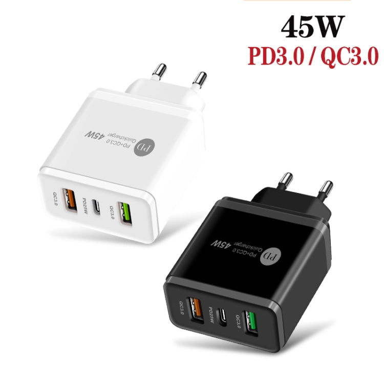 45W PD3.0 + 2 x QC3.0 USB Multi Port Quick Charger, EU Plug(White) - USB Charger by buy2fix | Online Shopping UK | buy2fix