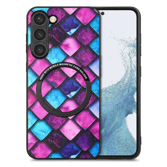 For Samsung Galaxy S23+ 5G Colored Drawing Leather Back Cover Magsafe Phone Case(Purple Scales) - Galaxy S23+ 5G Cases by buy2fix | Online Shopping UK | buy2fix