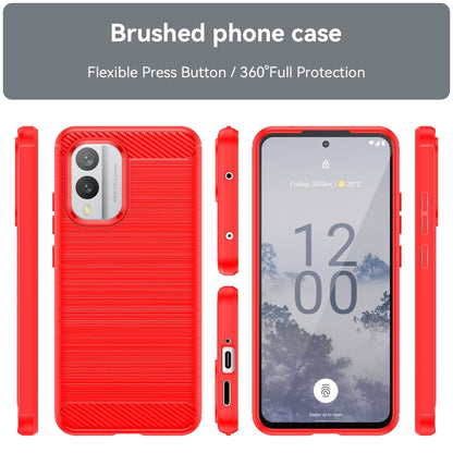 For Nokia X30 5G Brushed Texture Carbon Fiber TPU Phone Case(Red) - Nokia Cases by buy2fix | Online Shopping UK | buy2fix