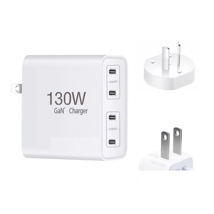 130W USB-C/Type-C Four Port GaN Charger with 2m USB-C/Type-C to USB-C/Type-C Data Cable Set EU / UK / AU / US Plug - Cable & Adapter by buy2fix | Online Shopping UK | buy2fix