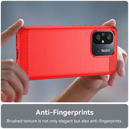 For Xiaomi Redmi 12C Brushed Texture Carbon Fiber TPU Phone Case(Red) - Xiaomi Cases by buy2fix | Online Shopping UK | buy2fix