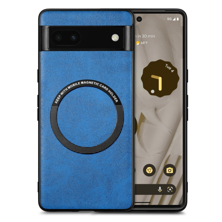 For Google Pixel 6A Solid Color Leather Phone Case(Blue) - Google Cases by buy2fix | Online Shopping UK | buy2fix