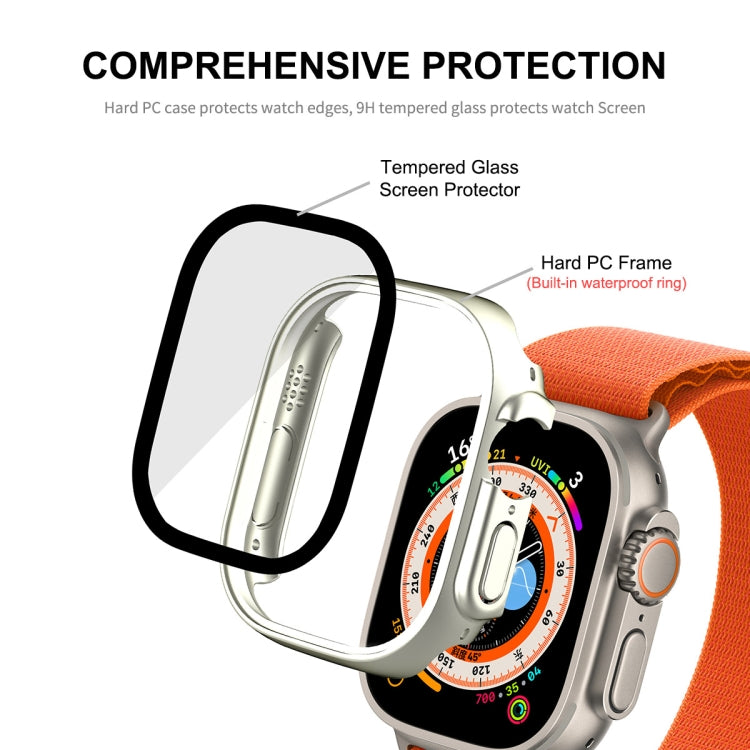 For Apple Watch Ultra / Ultra 2 49mm ENKAY Hat-Prince Waterproof Full Coverage PC Frame + 9H Tempered Glass Case(White) - Watch Cases by ENKAY | Online Shopping UK | buy2fix