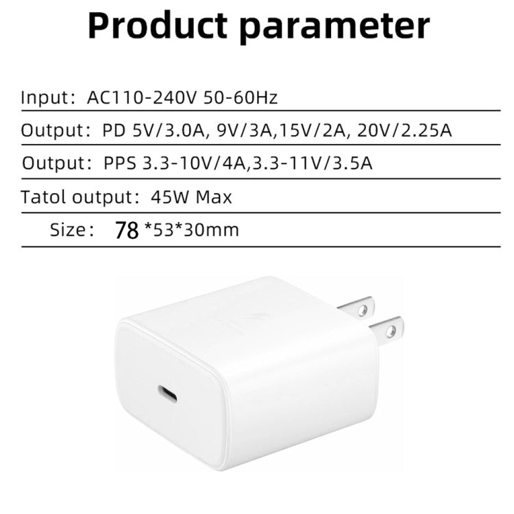 M135 45W USB-C / Type-C Port Fast Charger with 5A Type-C to Type-C Cable, US Plug(Black) -  by buy2fix | Online Shopping UK | buy2fix